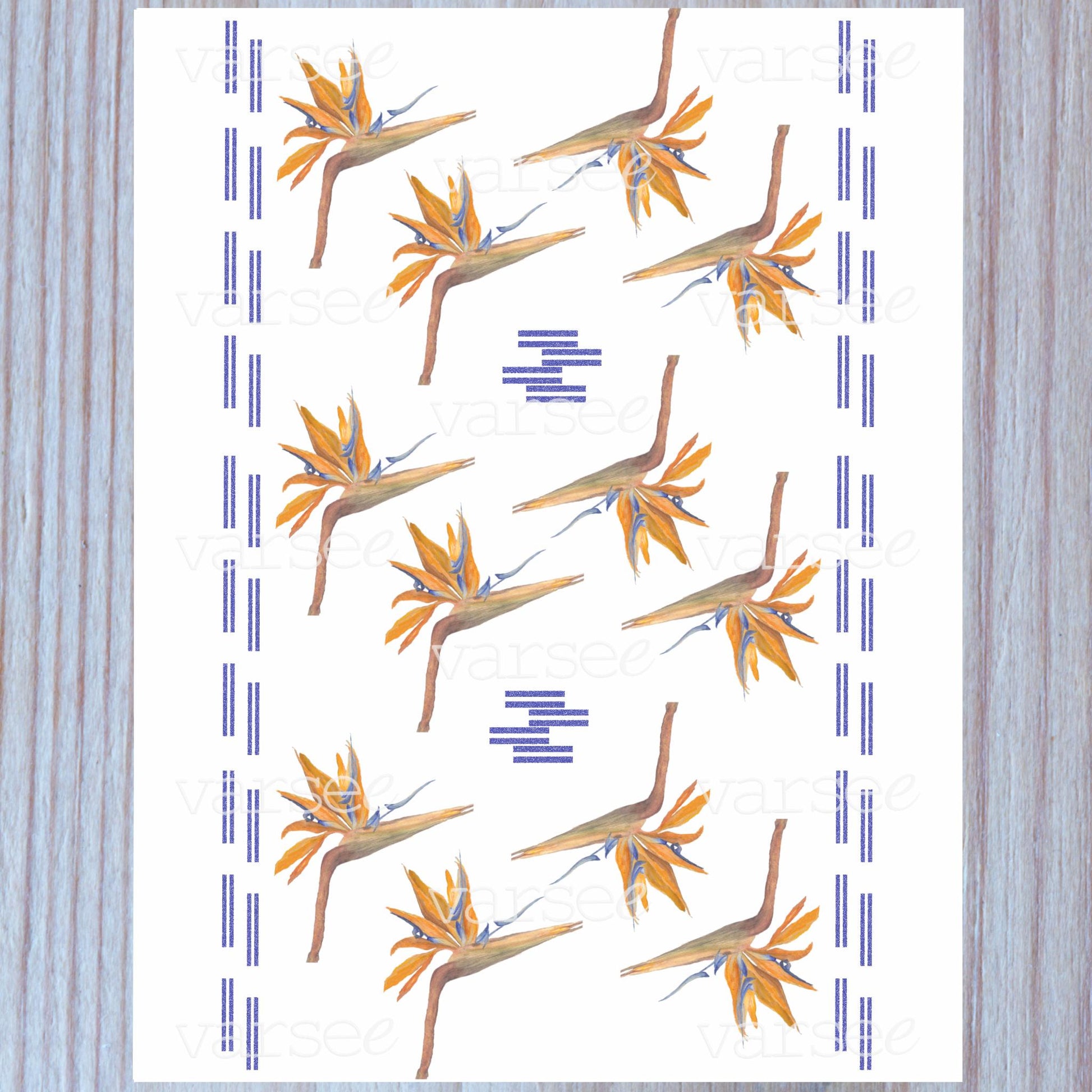 Bird of paradise flower original design, shown in close-up.