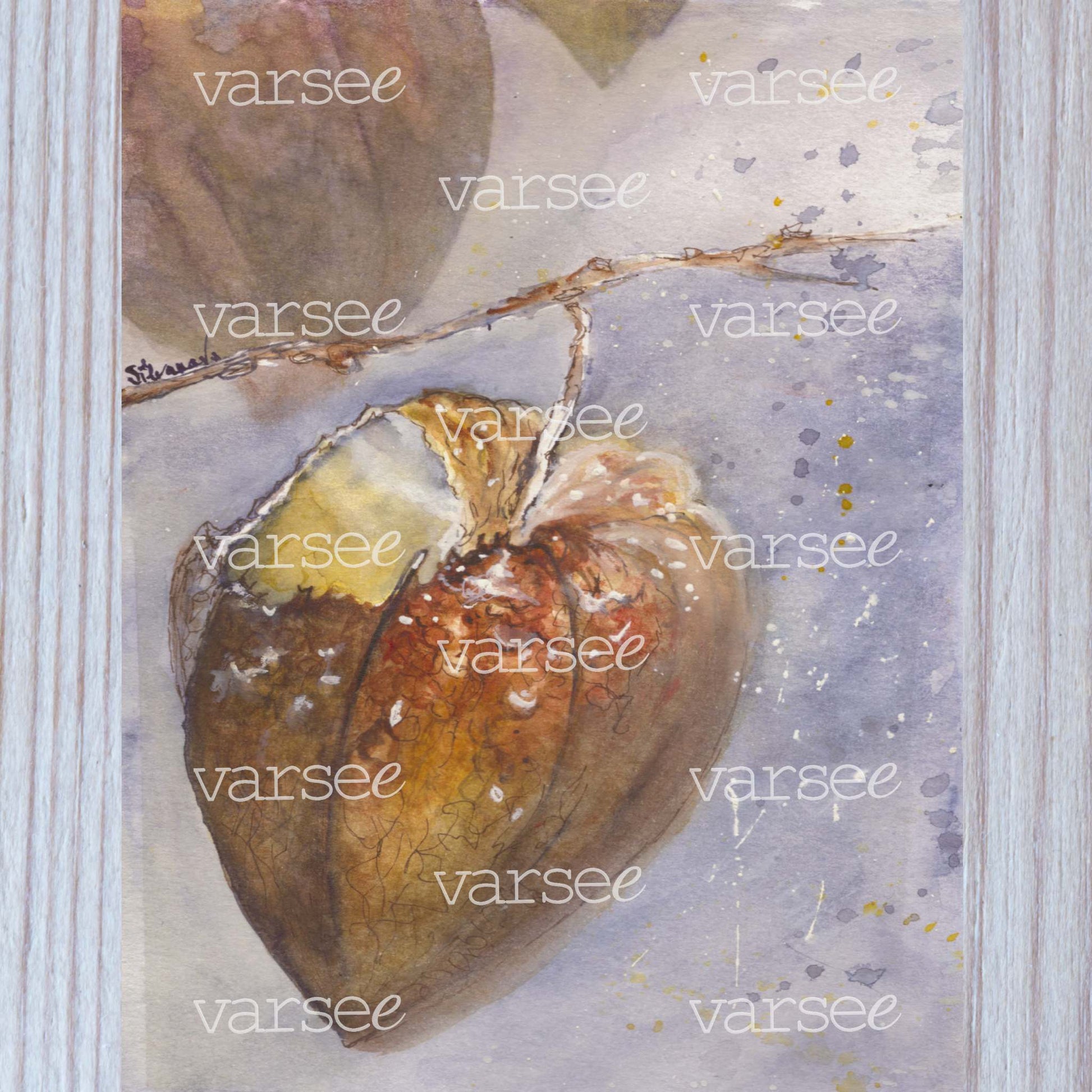 High-resolution scan of an original watercolor painting of a Chinese lantern. 