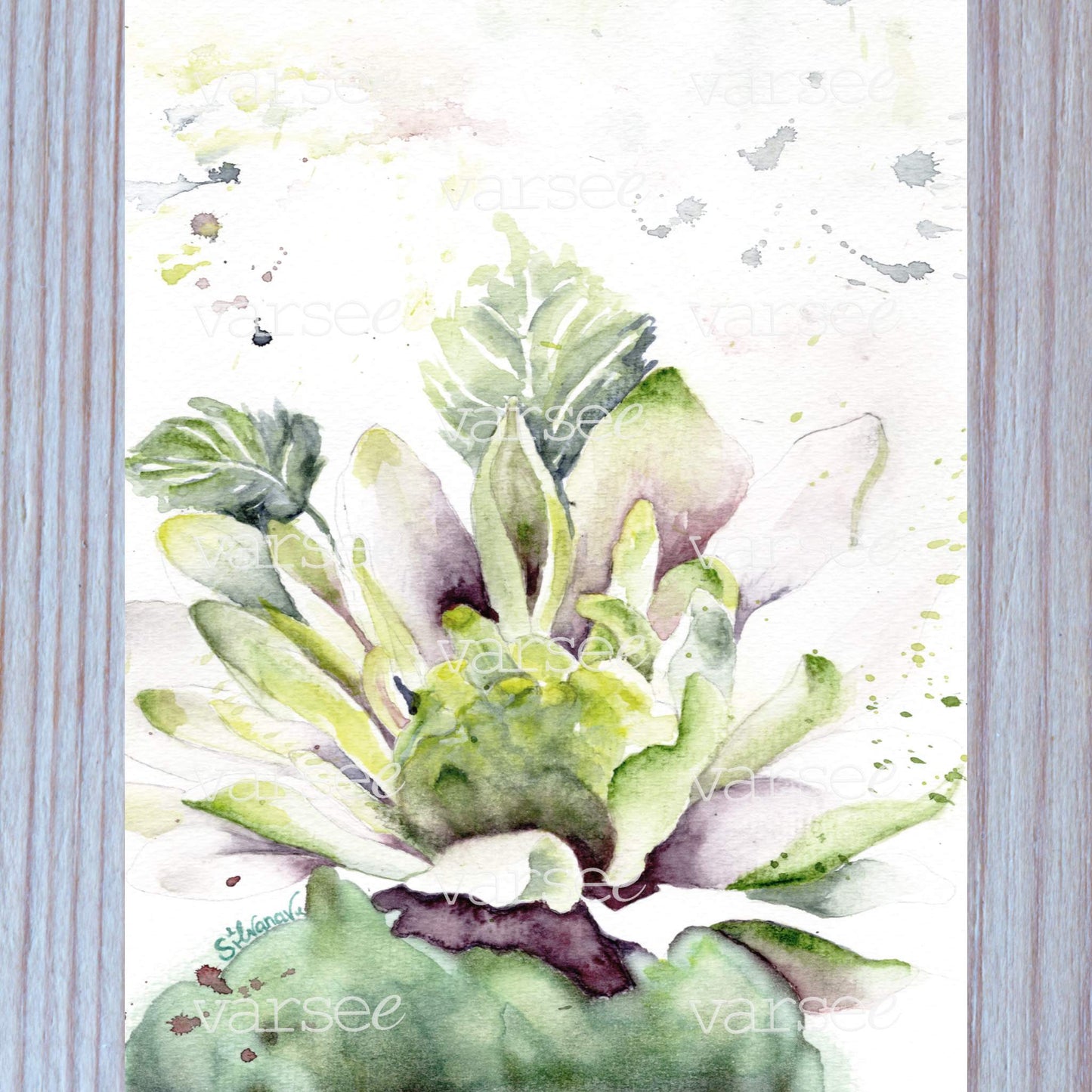 High-resolution scan of an original watercolor painting of a dahlia.