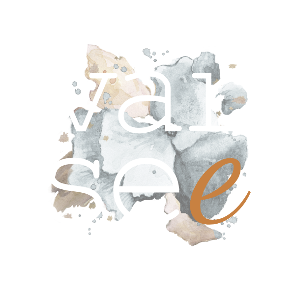 VARsee logo with brand name in white font over original watercolor flower on transparent background.