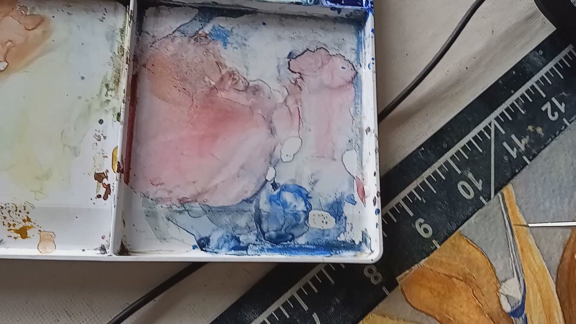 Load video: Video of artist Silvana Varriale painting fine detail brushstrokes on Sketching Paradise, an original watercolor from the natureAWE collection by VARsee art studio.