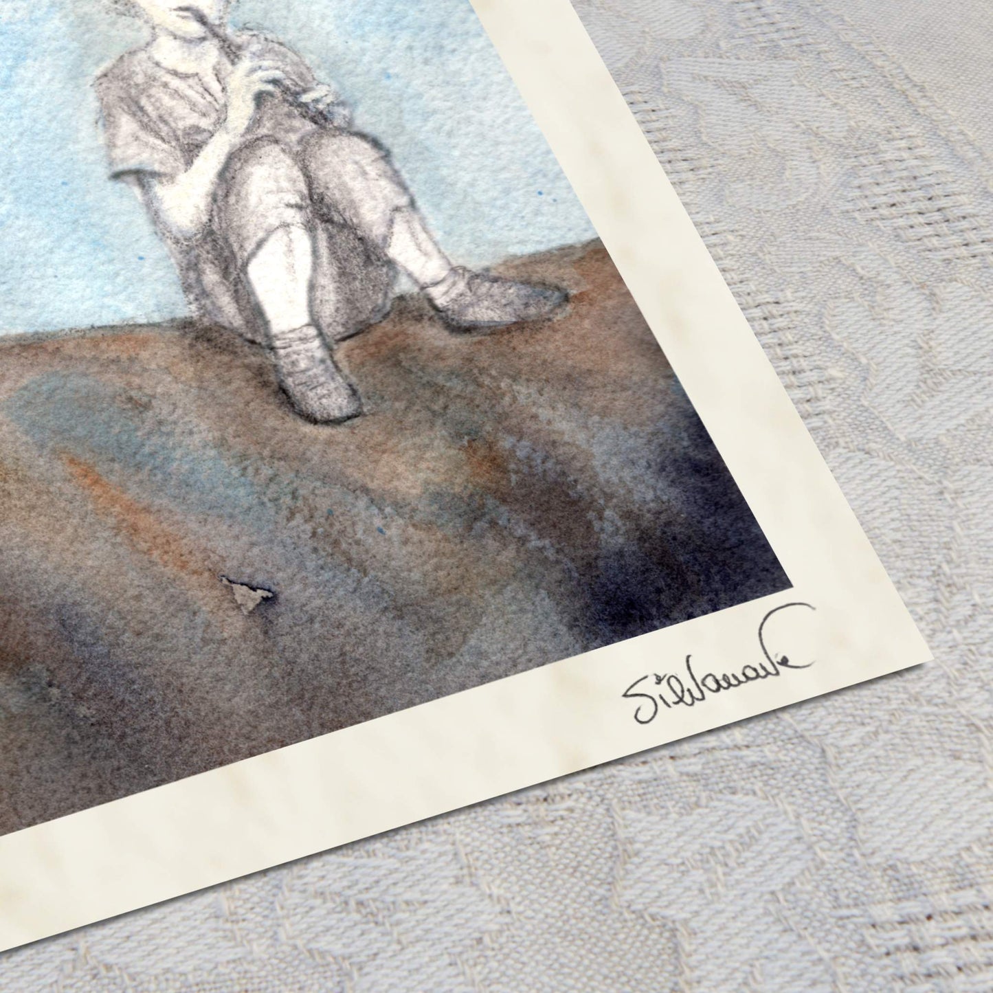 Giclée print corner detail of the artist's signature on archival Hahnemühle paper edge. The print is "horse voice" by Silvana Varriale of VARsee Art.